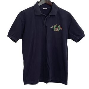 Vintage Men's Monaco Grand Prix Polo Shirt Size Small Navy Blue